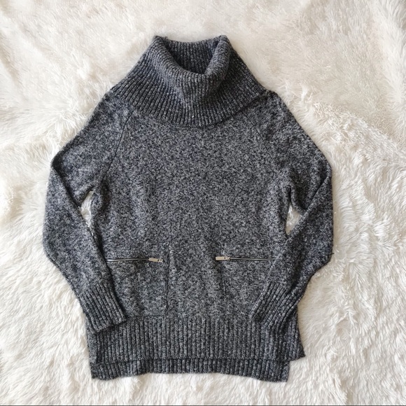 JV Joan Vass New York grey cowl neck turtleneck chunky oversized sweater Sz M - Picture 7 of 11